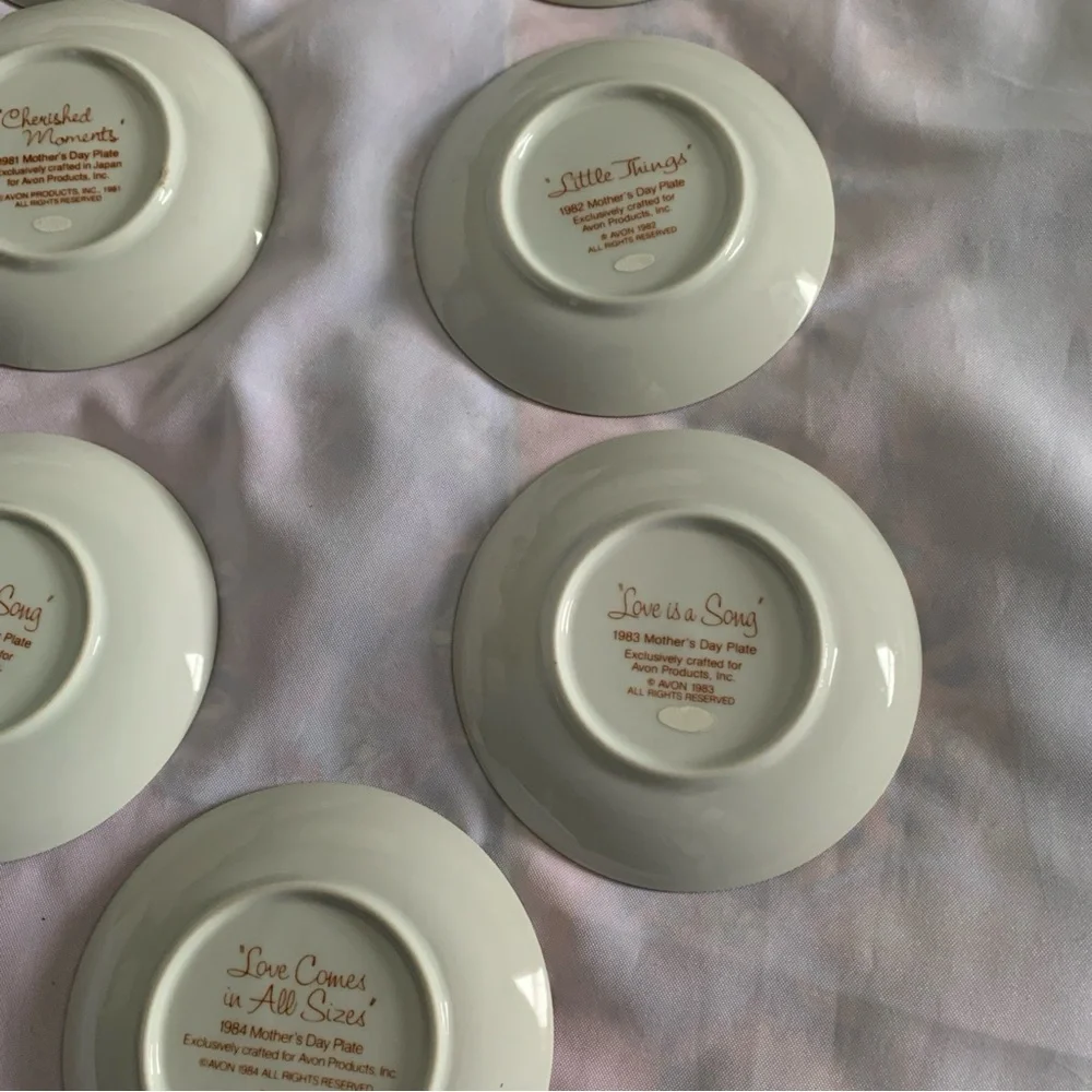 Avon Mother’s Day Collectible Porcelain Plates Set of 7 Children Illustrations